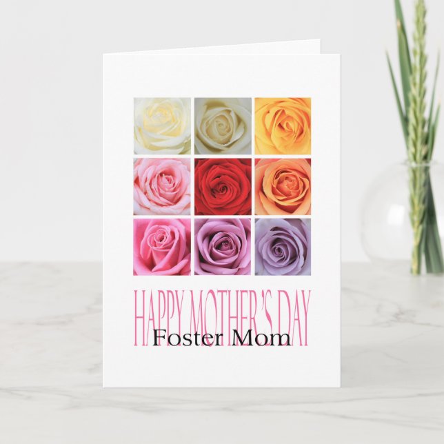 Foster Mum  Happy Mother's Day rose card (Front)