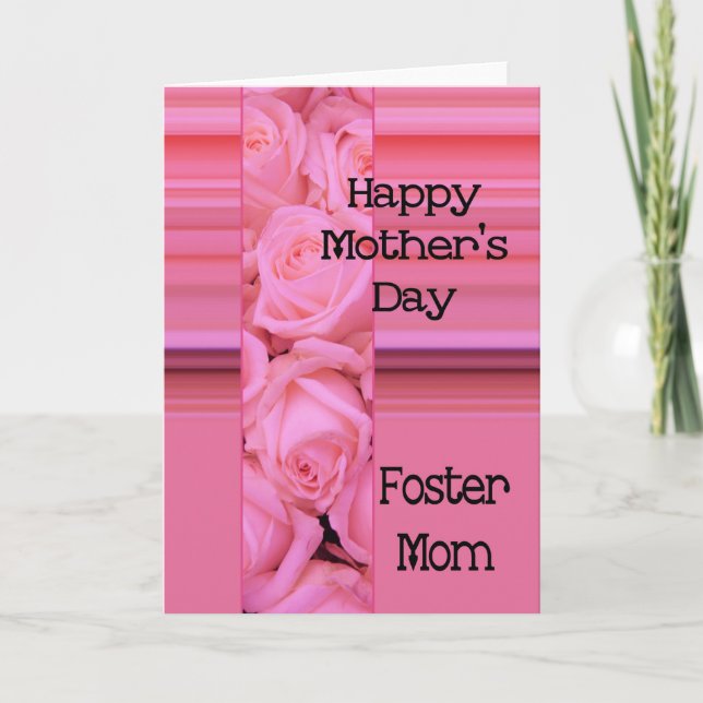 Foster Mum  Happy Mother's Day rose card (Front)