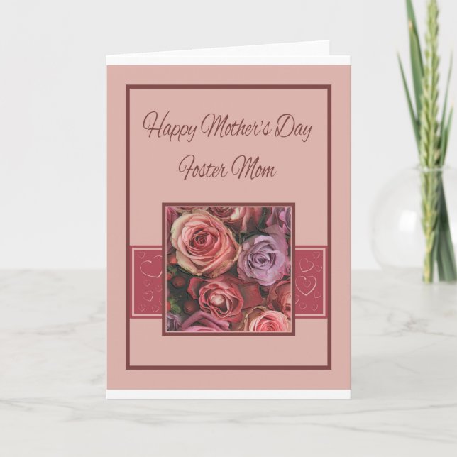 Foster Mum  Happy Mother's Day rose card (Front)