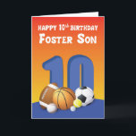 Foster Son 10th Birthday Sports Balls Card<br><div class="desc">It’s time to throw a fun 10th birthday greeting for your beloved foster son. To di that you can give him this colourful card that has a collection of assorted sports ball on its front.</div>