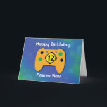 Foster Son 12 Year Old Birthday Gamer Controller Card<br><div class="desc">This probably is the most fun and colorful customizable card you would ever see out here. This card is currently for a foster son but you can definitely customize it for any guy relation.</div>