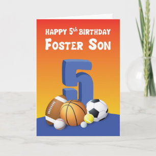 Foster Son 5th Birthday Sports Balls Card