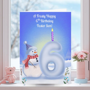 Foster Son 6th Birthday Snowman Snowy Card