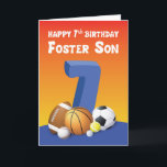 Foster Son 7th Birthday Sports Balls Card<br><div class="desc">You know that your foster son loves to play with balls and this card would be the perfect card to give him for his 7th birthday. This will surely make his birthday more fun.</div>
