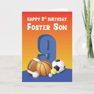 Foster Son 9th Birthday Sports Balls Card