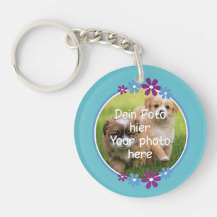 Foto - Blumen lila blau türkis Kinder - Key Ring