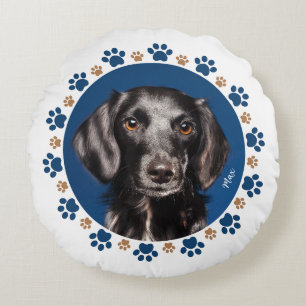 Foto deines Haustieres - Pfötchen    Round Cushion