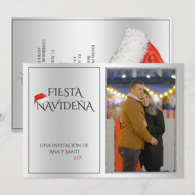 Foto Fiesta Navideña Christmas Party Invitation (Front/Back)