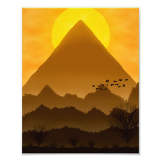 Foto Paisagem Pôr do Sol Monocromática Amalela Photo Print