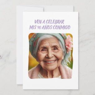 Foto Personalizada 90 Años Fiesta de Cumpleaños Invitation