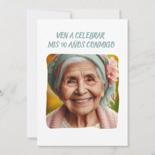 Foto Personalizada 90 Años Fiesta de Cumpleaños Invitation