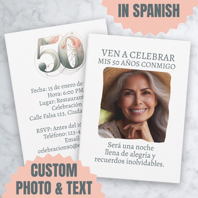 Foto Personalizada Invitación de 50 Años Invitation (Foto Personalizada Invitación de 50 Años Invitation)
