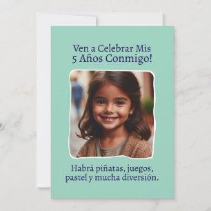Foto Personalizada Mis 5 Años Cumpleaños Cinco Invitation