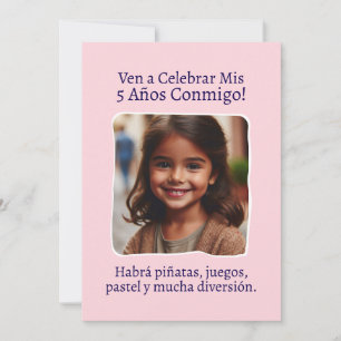 Foto Personalizada Mis 5 Años Cumpleaños Cinco Invitation