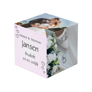 Fotokubus Bruiloft – Strak Design met Hartjes - Cube