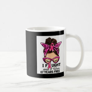 Fought And I Won 7 Years Free Messy Bun Breast Can Coffee Mug