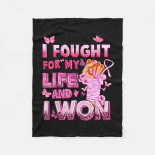 Fought for life and won breast cancer awareness fleece blanket