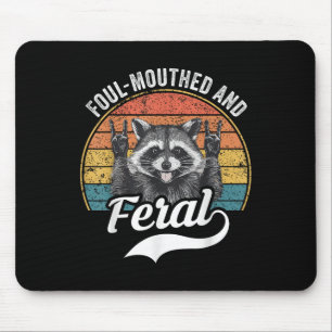 Foul Mouthed And Feral Racoon Summer Meme Joke Mouse Mat