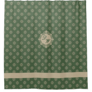 Foulard rosette geometric pattern, sage green shower curtain