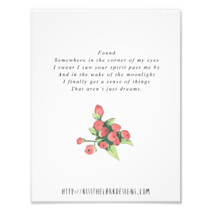 Found - 8.5 x 11 Poetry Printable Photo Print