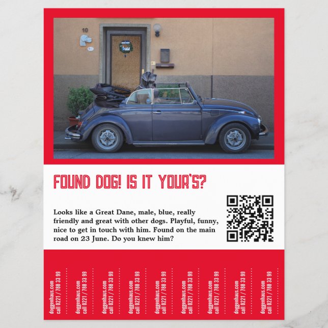 Found Dog Tear Off  Flyer (Front)