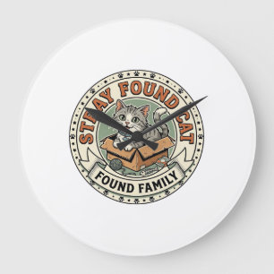 Found Family Stray Found Cat Found Family Stray Fo Large Clock