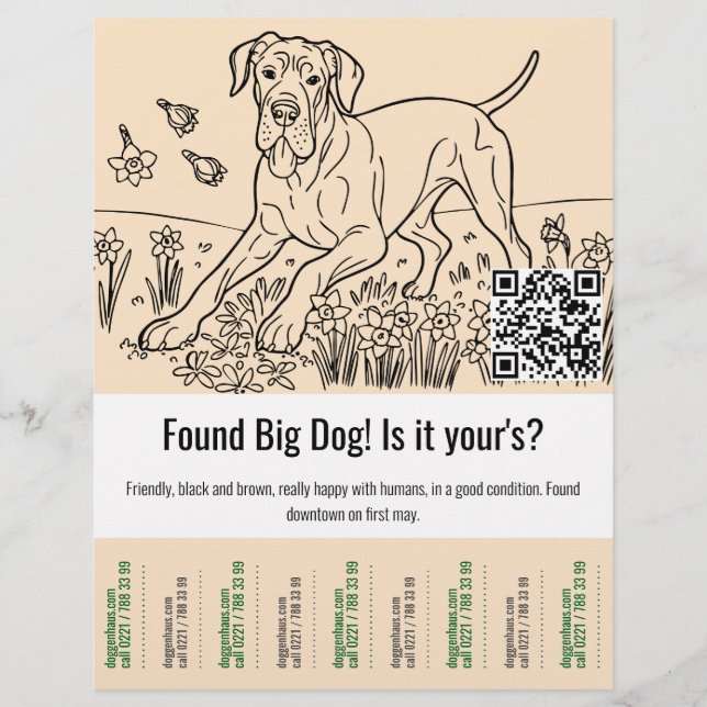 Found Great Dane Template Tear Off  Flyer (Front)