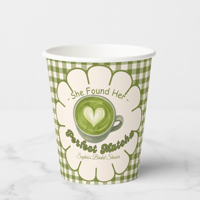 Found Her Perfect Matcha Bridal Shower  Paper Cups (Front)