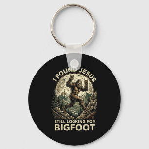Found jesus looking bigfoot funny christian humour key ring