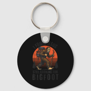 Found jesus looking for bigfoot retro vintage key ring