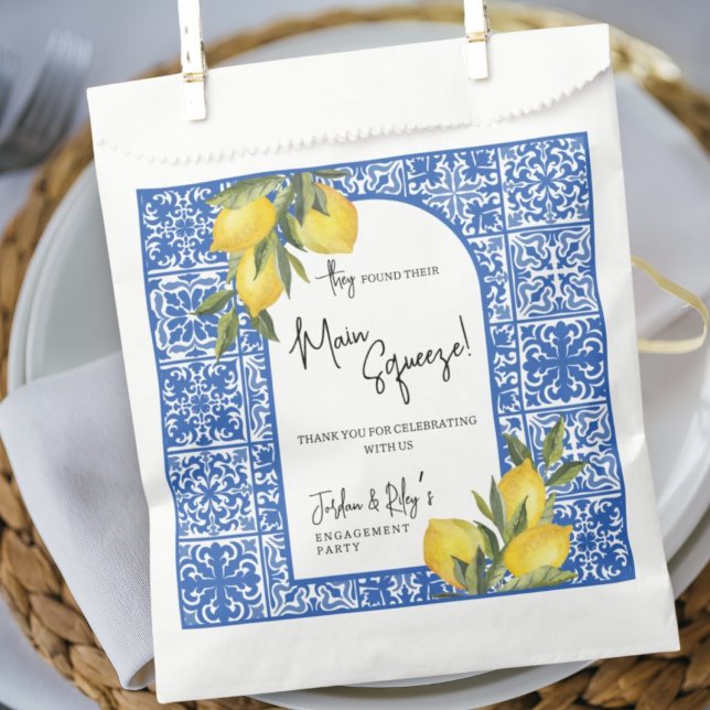 Found Main Squeeze Lemon & Blue Tile Engagement Favour Bags (Creator Uploaded)