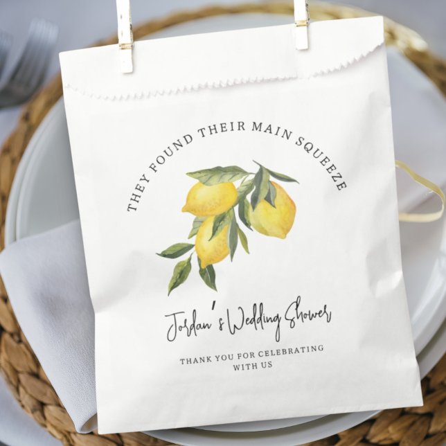 Found Main Squeeze Watercolor Lemon Wedding Shower Favour Bags (Creator Uploaded)