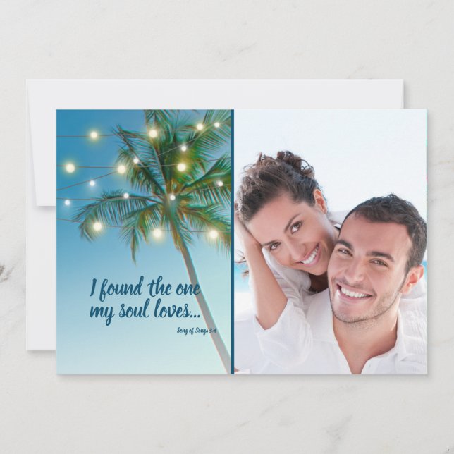 Found One Soul Loves Tropical Beach Save The Date Announcement (Front)