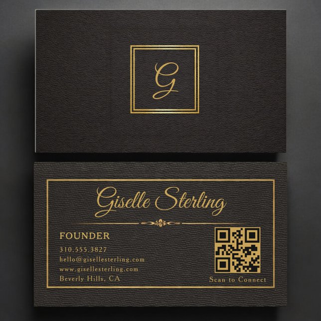 Founder Monogrammed QR Code Business Card (Creator Uploaded)