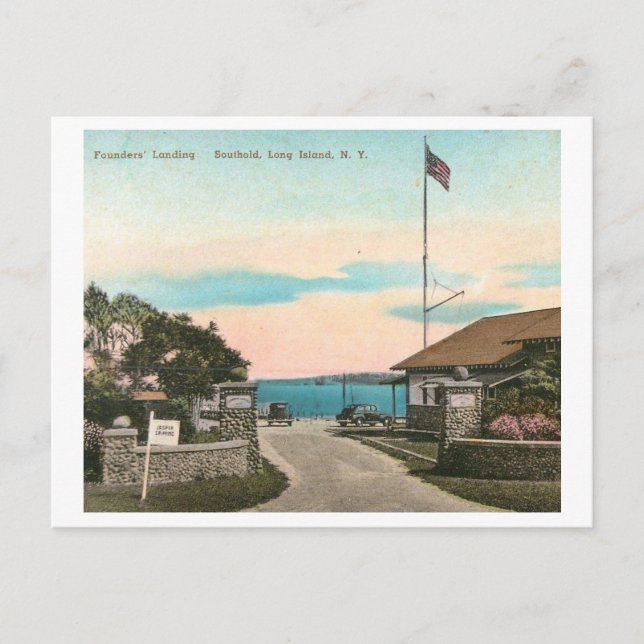 Founders Landing, Southold, Long Island NY Vintage Postcard (Front)