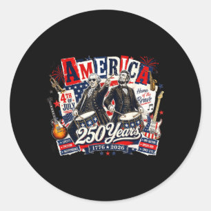 Founding Father Abe Lincoln Playing Guitar 250th Classic Round Sticker