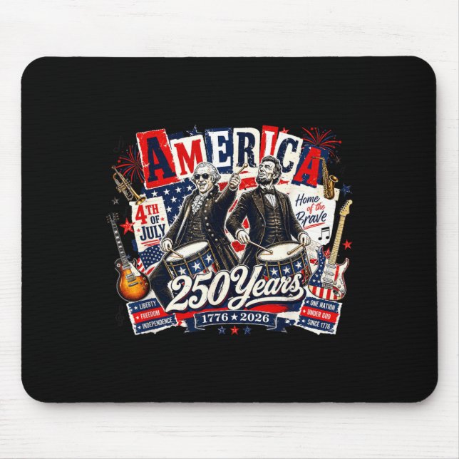 Founding Father Abe Lincoln Playing Guitar 250th Mouse Mat (Front)