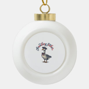 Founding Father Goose Vintage Patriotic Shirt Desi Ceramic Ball Christmas Ornament