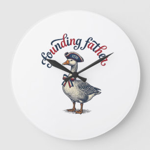 Founding Father Goose Vintage Patriotic Shirt Desi Large Clock