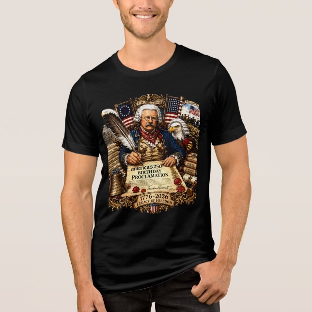 Founding Father Signing Declaration 250 Years Tri-Blend Shirt (Front)