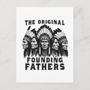 Founding Fathers Native American Indian Holiday Postcard