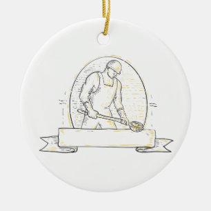 Foundry Worker Steel Ladle Miono Line Ceramic Tree Decoration