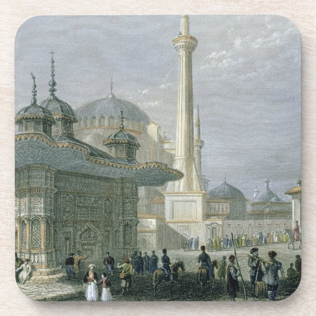 Fountain and Square of St. Sophia, Istanbul, engra Coaster (Front)