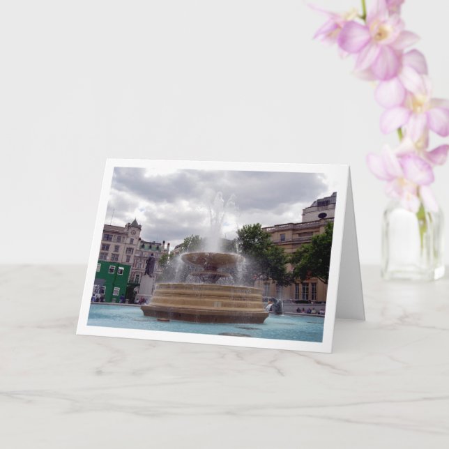 Fountain at Trafalgar Square, London Card (Orchid)