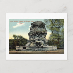 Fountain, Garfield Park, Chicago IL Vintage Postcard