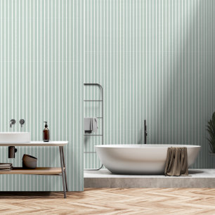 Fountain Green Two Inch Wide Butcher Stripe Wallpaper