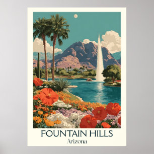 Fountain Hills Arizona Retro Poster Vintage Dese