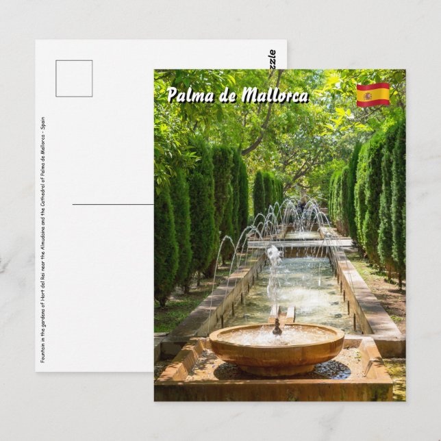 Fountain in Almudaina Gardens - Palma de Mallorca Postcard (Front/Back)