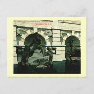 Fountain, Library of Congress, Washington DC Postcard