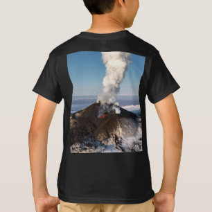 Fountain of hot lava erupts from crater volcano T-Shirt